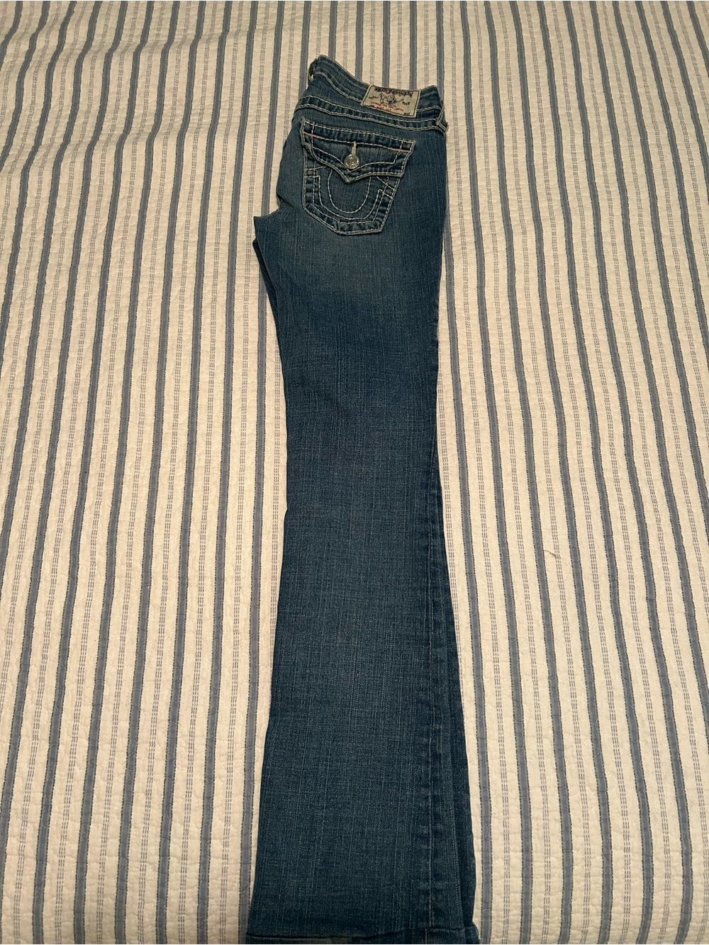 True Religion Women's Light Blue Boot Cut Jeans with Contrast Stitching - Picture 7 of 9